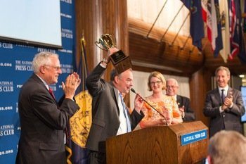 Virginia Sen. Tim Kaine won the National Press Club's "Politicians vs. Press" spelling bee in 2013. (Courtesy of the National Press Club)