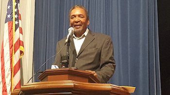 Frank Smith, founding director of the African American Civil War Memorial Museum and co-chair of a D.C. Host Committee, speaks at a Sept. 7 press conference updating the grand-opening events for the National Museum of African American History and Culture. Photo by William J. Ford