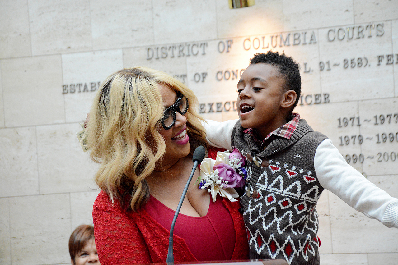 Comedian Kym Whitley serves as guest speaker at the DC Superior Court and the DC Child and Family Services Agency's 30th annual DC Adoption Day ceremony at the Moultrie Courthouse in Northwest on Nov. 19. /Photo by Roy Lewis