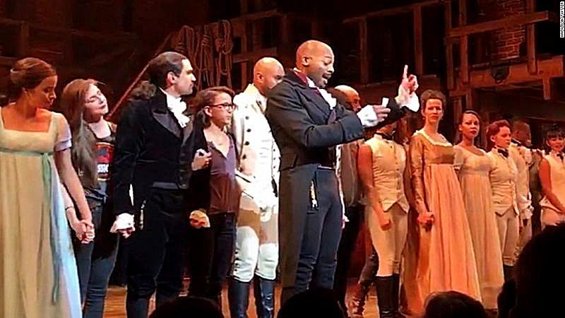 The cast of the hit play “Hamilton” publicly confronted future VP Mike Pence on Saturday, Nov. 19, appealing to him and Donald Trump, from the stage, to “uphold our American values” and “work on behalf of all of us.”