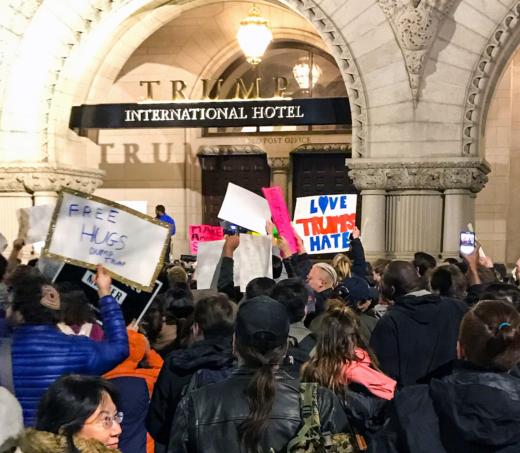 Protests have erupted throughout the country following Donald Trump's election win, including in Washington, D.C., outside of Trump International Hotel, just blocks from the White House on Pennsylvania Avenue. /Photo by Shevry Lassiter