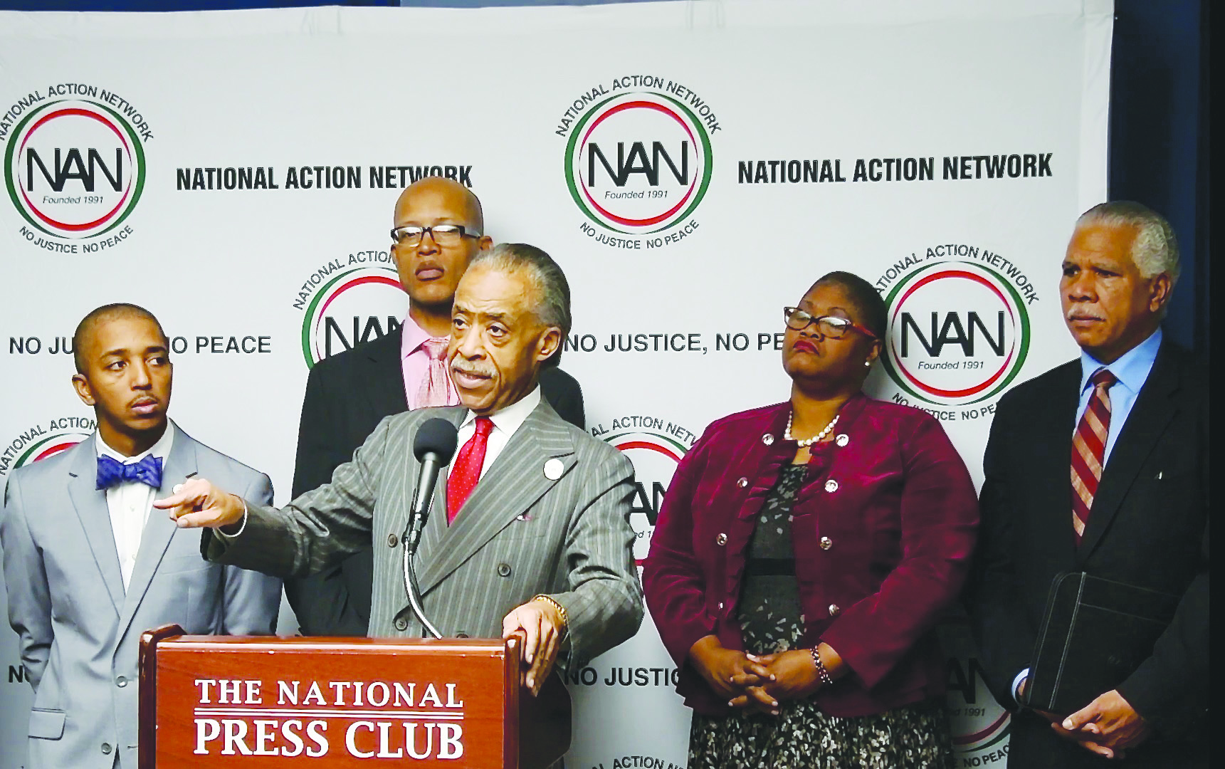 Rev. Al Sharpton speaks at the National Press Club in Washington, D.C.