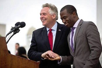 Richmond, Virginia mayoral candidate Levar Stoney (right) was endorsed by Gov. Terry McAuliffe, his former boss. (stoneyforrva.com)