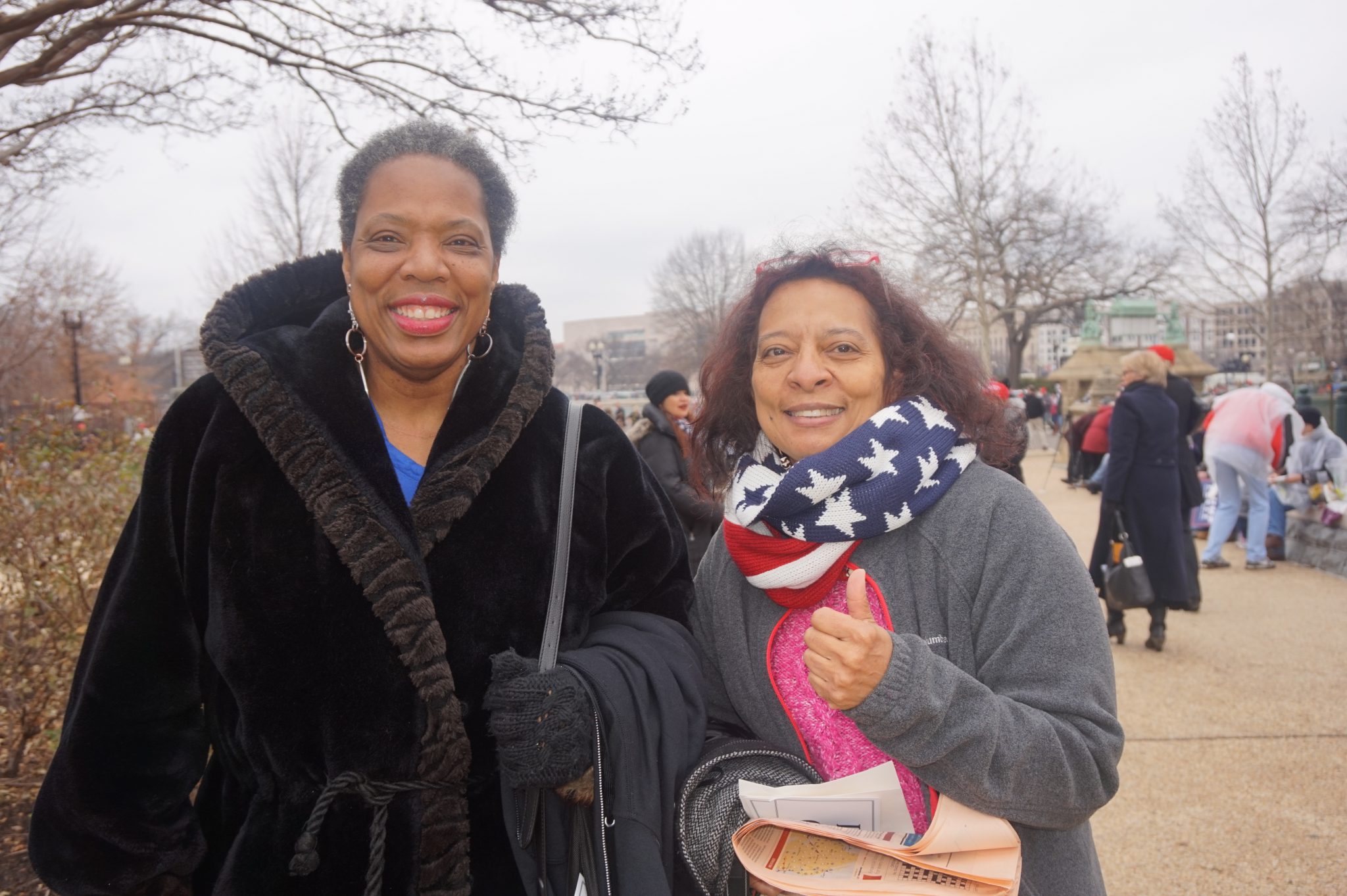 Zina Hackworth (left) and Connie A., two self-identified conservatives, attend the presidential inauguration of Donald Trump at the U.S. Capitol on Jan. 20. (Sarafina Wright/The Washington Informer)