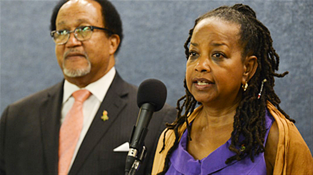 NNPA President and CEO Benjamin Chavis and NNPA Chair Denise Rolark Barnes talk about receiving an ESSA grant from the Bill & Melinda Gates Foundation. (Courtesy photo)