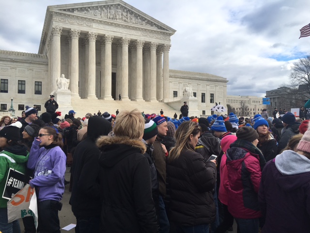 Thousands march past the Supreme Court building during the annual March for Life in D.C. on Jan. 27, 2017. (Roy Lewis/The Washington Informer)
