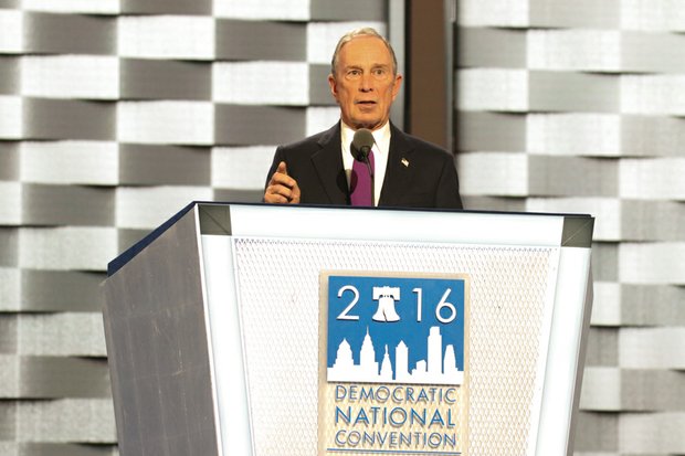Michael Bloomberg speaks during the DNCC in Philadelphia on Wednesday, July 27.
