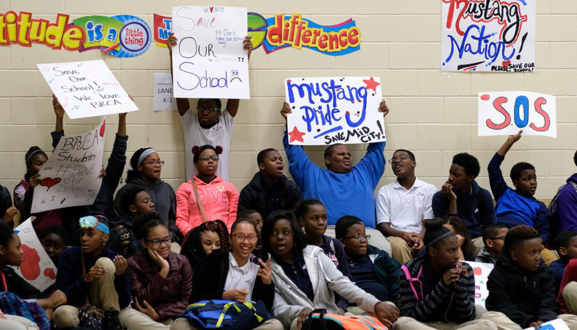 Baton Rouge Charter Academy students gather during a school-wide pep rally to save the school. (Mid-City Charter/Facebook)