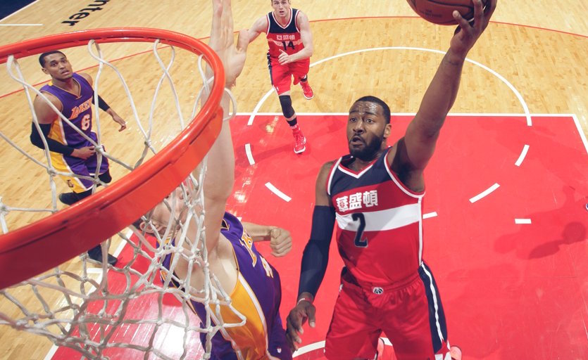 John Wall scored 33 points to lead the Washington Wizards over the Los Angeles Lakers, 116-108, at Verizon Center in D.C. on Feb. 2.
