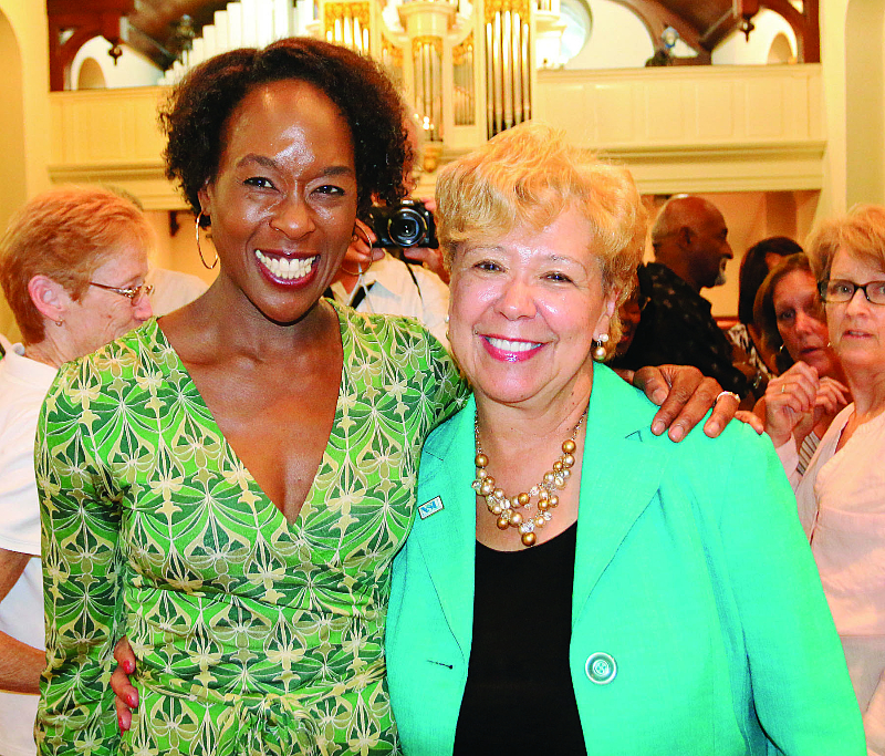 Brenda Andrews of the Journal and Guide and author Margot Lee Shetterly (Courtesy photo)