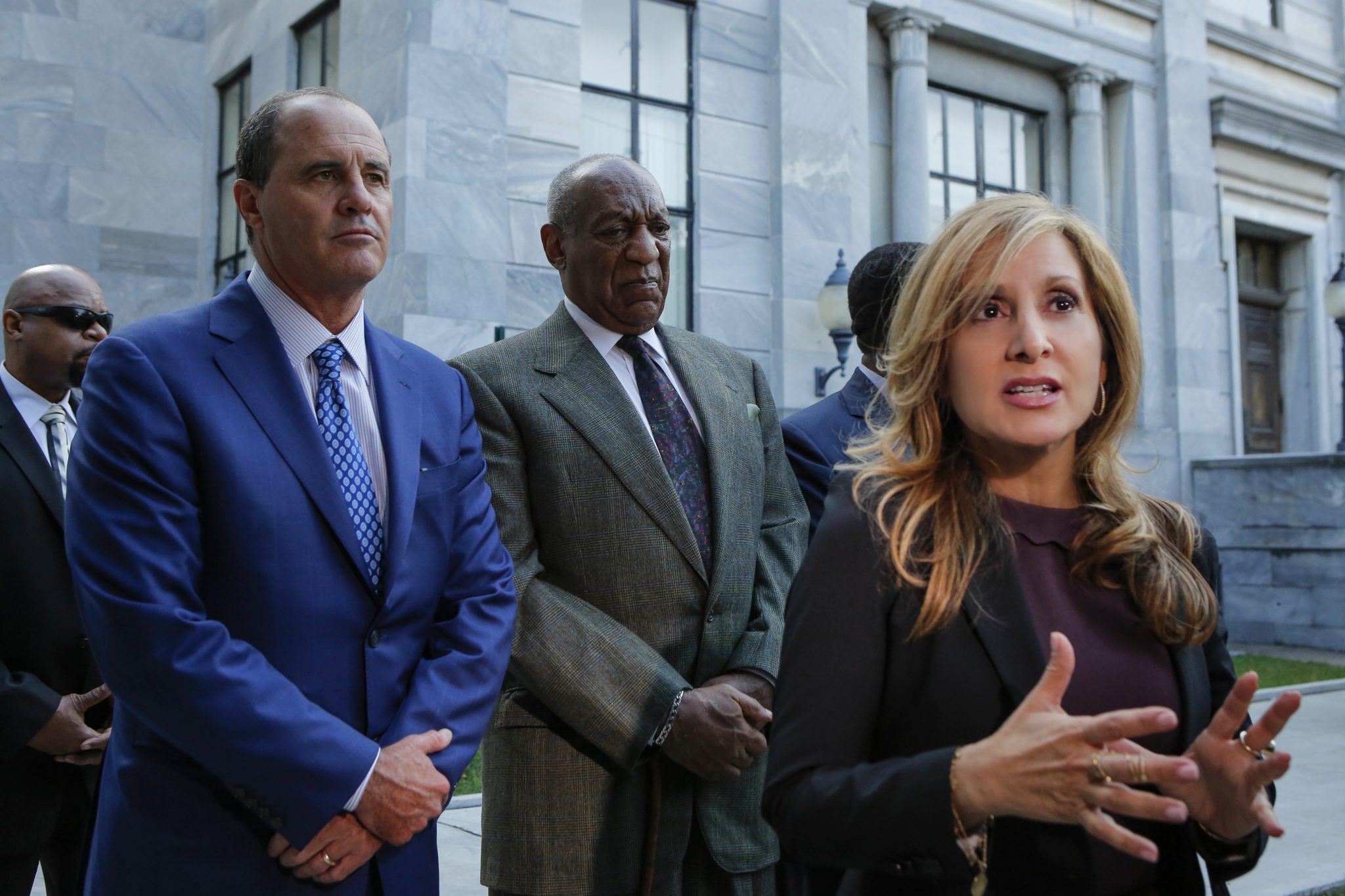 From left: Criminal defense attorney Brian McMonagle, Bill Cosby and criminal defense attorney Angela C. Agrusa (Courtesy of Andrew Wyatt)
