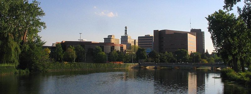 View of the Downtown skyline from the Flint River (Courtesy of Wikimedia Commons)