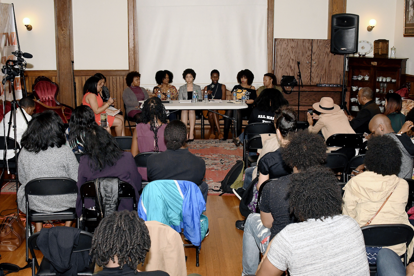 A panel of black female activists discuss the recent spate of missing black and Latina girls throughout D.C. at the Thurgood Marshall Center Trust headquarters in Northwest on March 29. (Travis Riddick/The Washington Informer)