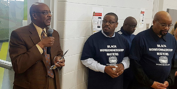 Prince George's County Councilman Obie Patterson (left) speaks during an April 8 homeownership event in Fort Washington sponsored by the National Association of Real Estate Brokers. (William J. Ford/The Washington Informer)