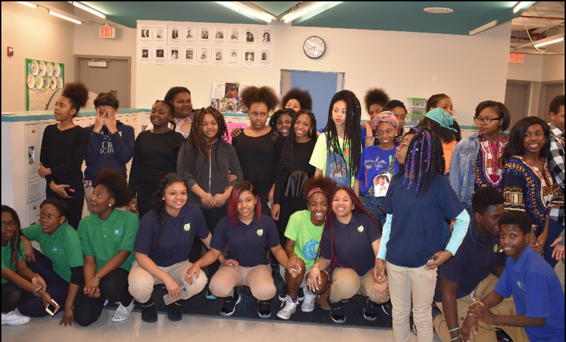 In their ongoing honor of black history, students at Washington Global PCS participate in performances and events that included field trips to the Brazilian Embassy and the National Museum of African American History and Culture. (Courtesy of Washington Global PCS)