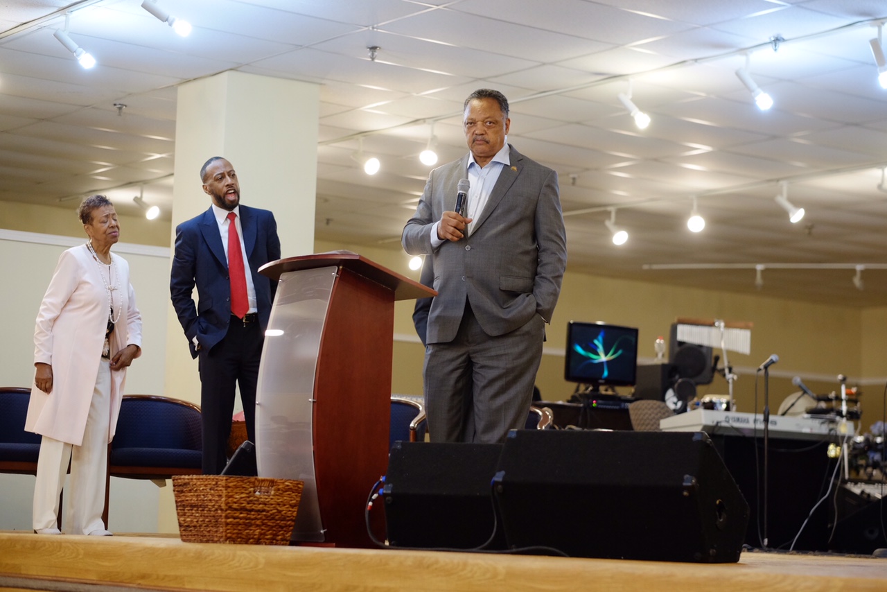 Rev. Jesse L. Jackson Sr. speaks during service at the Community of Hope AME Church in Temple Hills, Maryland, on May 28. (Courtesy of Bill Lee/Community of Hope AME Church)