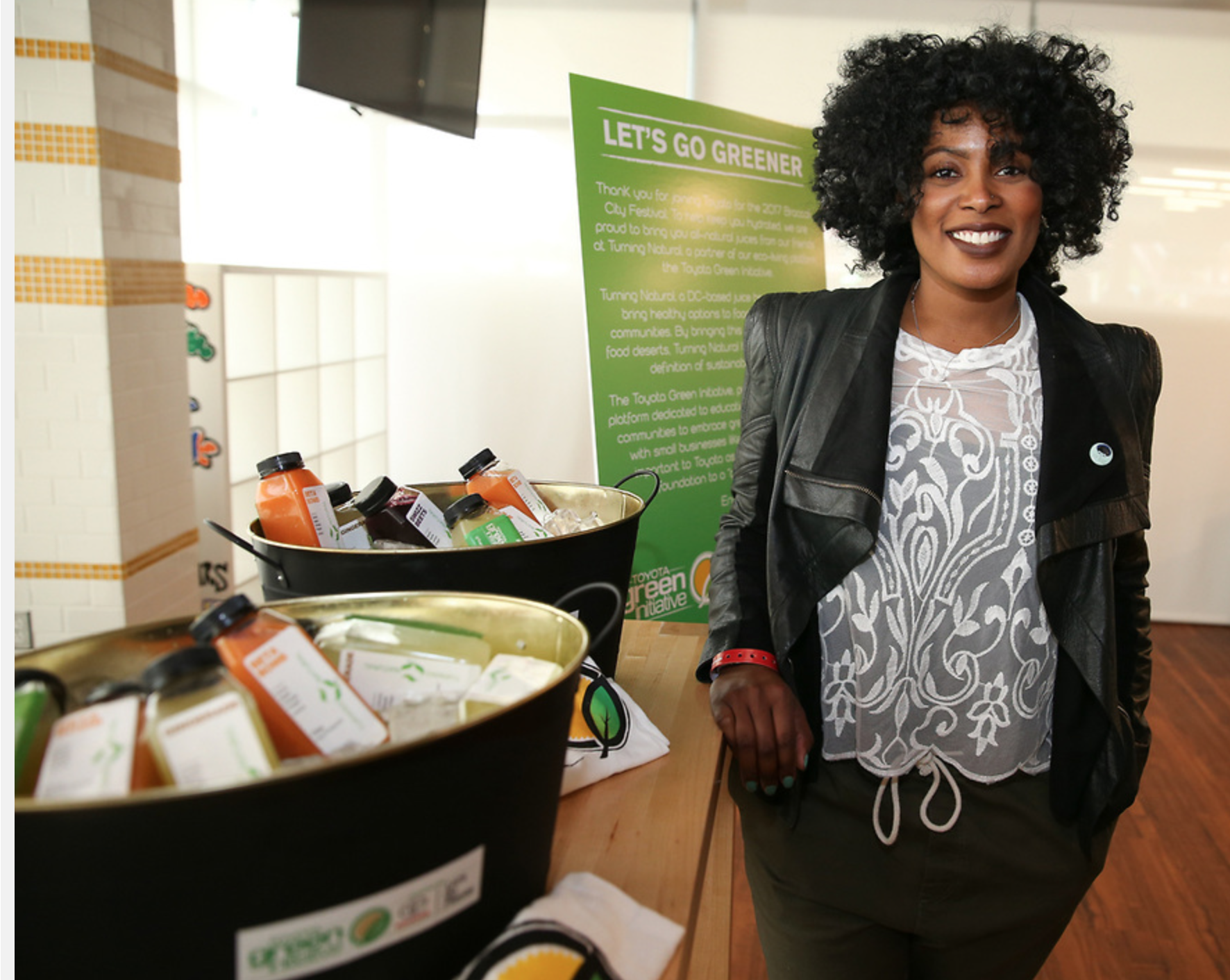 Jerri Evans, owner of Turning Natural Juice Bar in D.C. and Toyota Green Initiative Coalition member, attends the Broccoli City Music Festival on May 6. (Courtesy of Soul Brother via of Toyota)