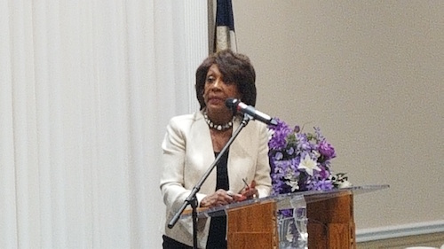 Rep. Maxine Waters (D-California) addresses a prayer breakfast at Southern Friendship Missionary Baptist Church in Temple Hills on May 19. (William J. Ford/The Washington Informer)