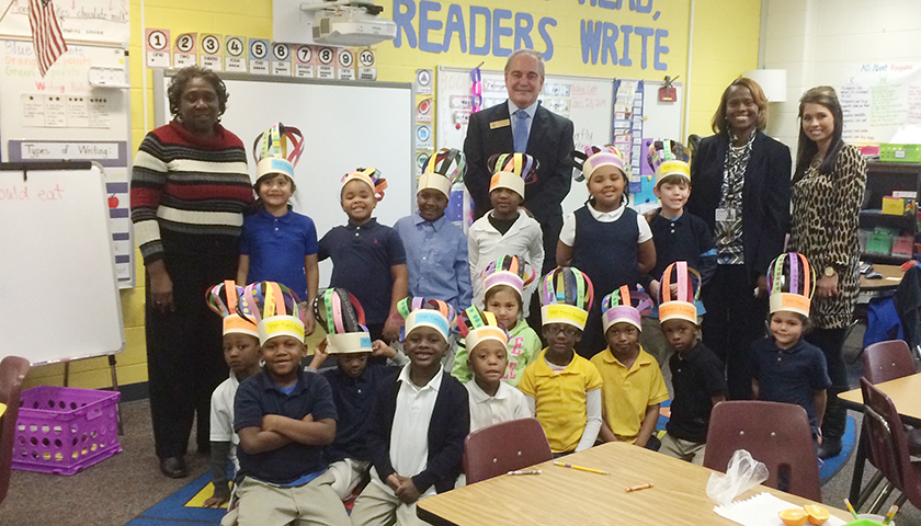 Georgia Public Schools Superintendent Richard Woods visits with children at an Atlanta-area elementary school. (Georgia Department of Education)