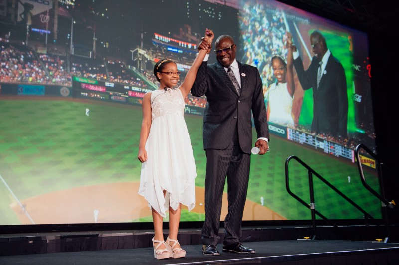 Dusty Baker, Washington Nationals manager and Honorary Dream Gala chair, and student-athlete Jayla Hines (Courtesy of Washington Nationals Dream Foundation)