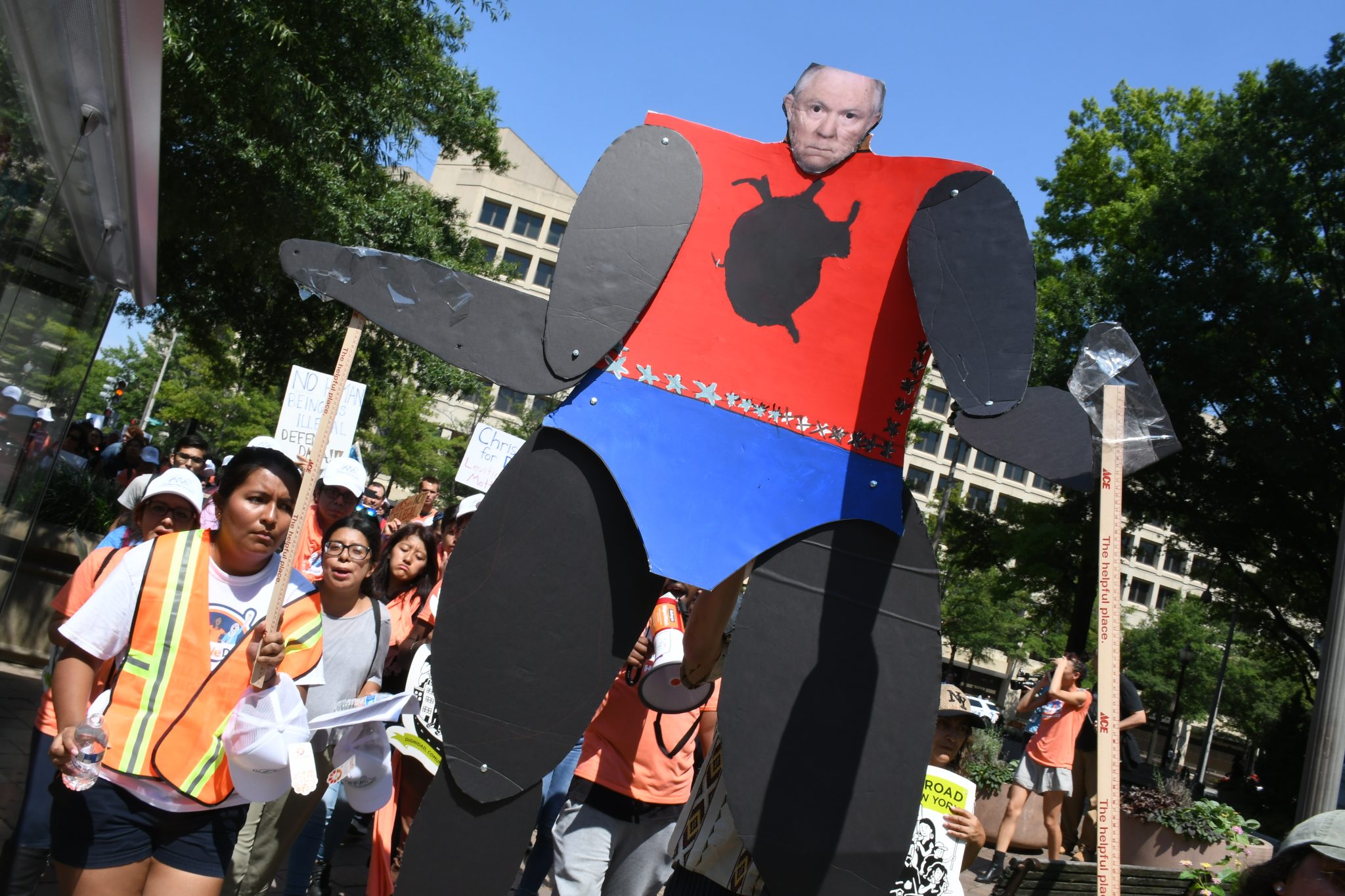 Hundreds of demonstrators marched along Pennsylvania Avenue in northwest D.C. on Sept. 5 in protest of President Trump's decision to rescind DACA. (Roy Lewis/The Washington Informer)
