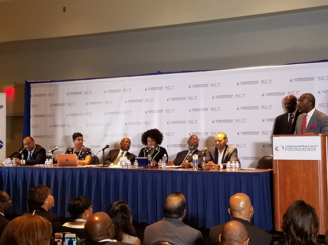 Rep. Gregory Meeks (far right) addresses the state of housing among Blacks during the Congressional Black Caucus Foundation's 47th Annual Legislative Conference in northwest D.C. on Sept. 21. (William J. Ford/The Washington Informer)