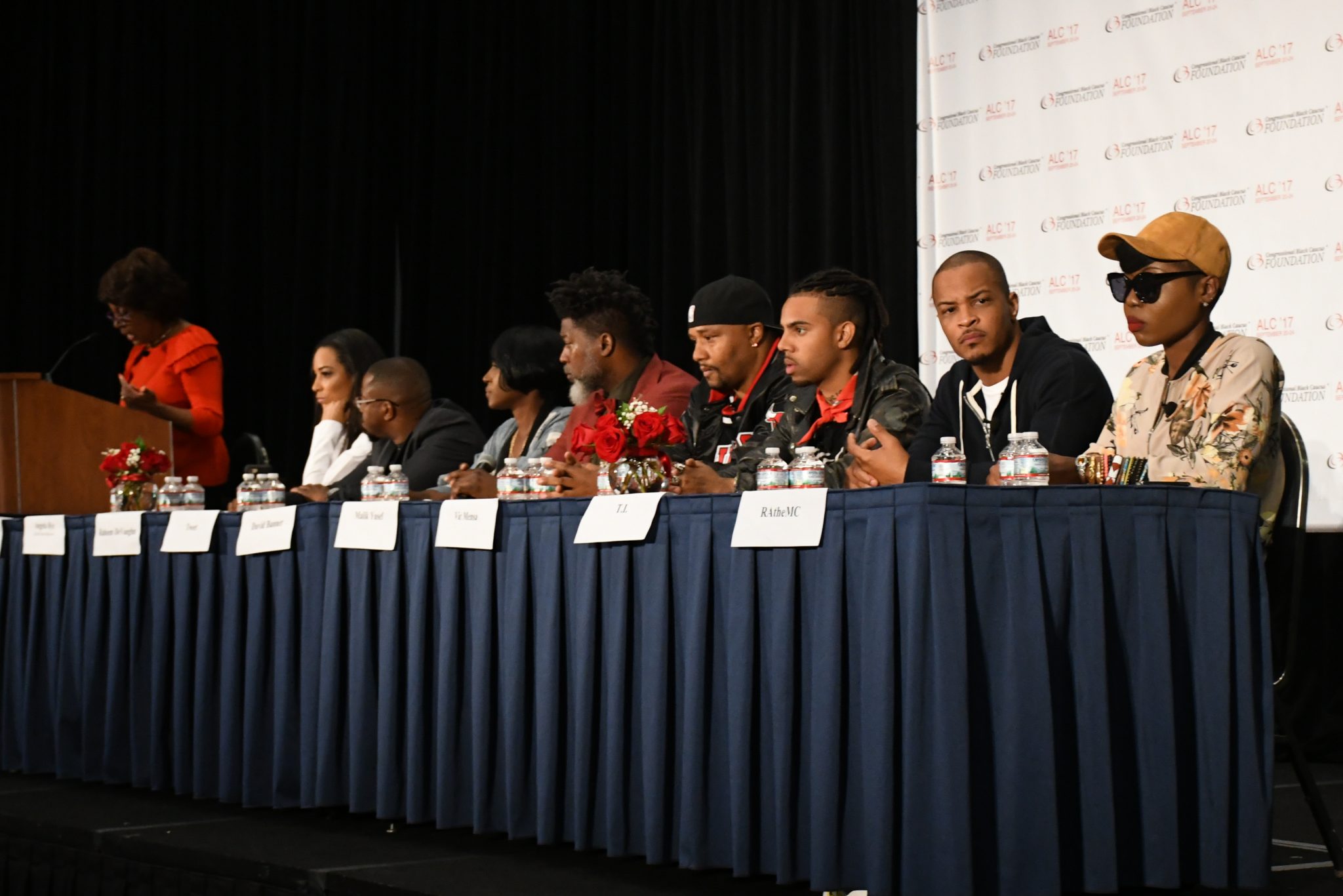 Rapper T.I. speaks to youth at the "Young, Gifted and Black - Reclaiming Our Time" panel during the Congressional Black Caucus Foundation's 47th Annual Legislative Conference at the Walter E. Washington Convention Center in northwest D.C. on Sept. 22. (Roy Lewis/The Washington Informer)