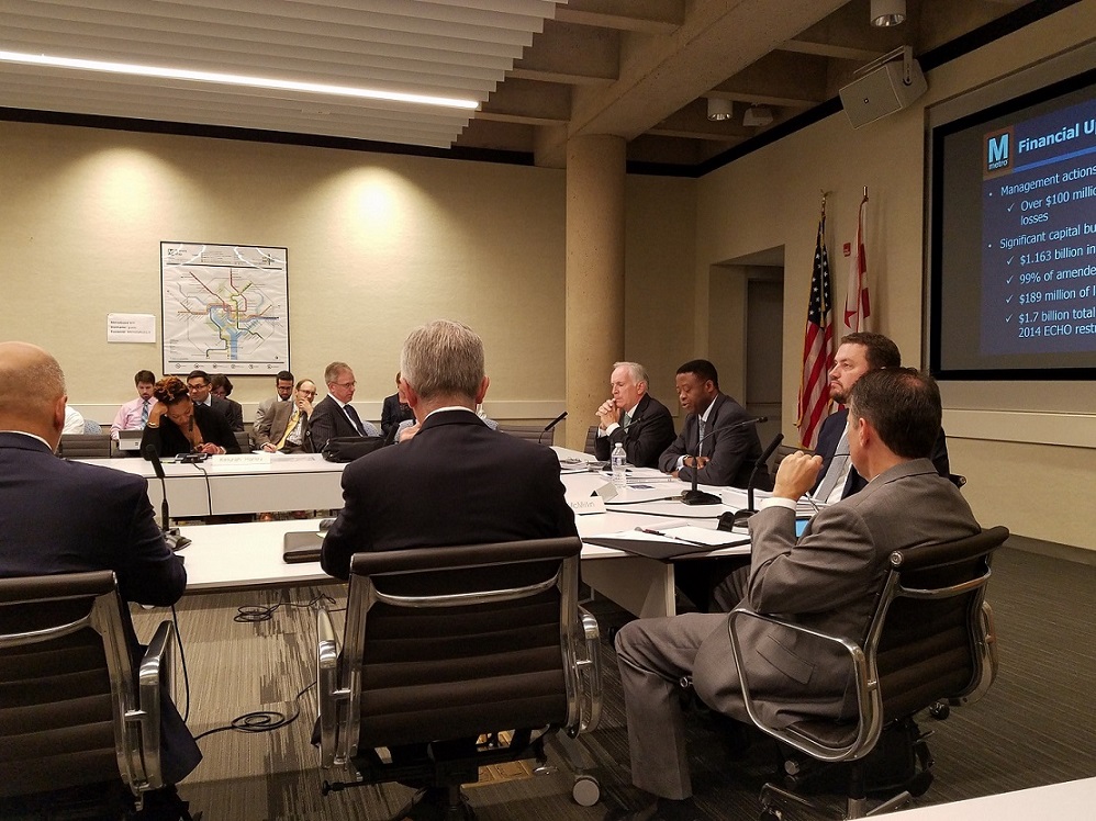 Metro board members hold a meeting on Sept. 14 at the transit agency's headquarters in northwest D.C. (William J. Ford/The Washington Informer)
