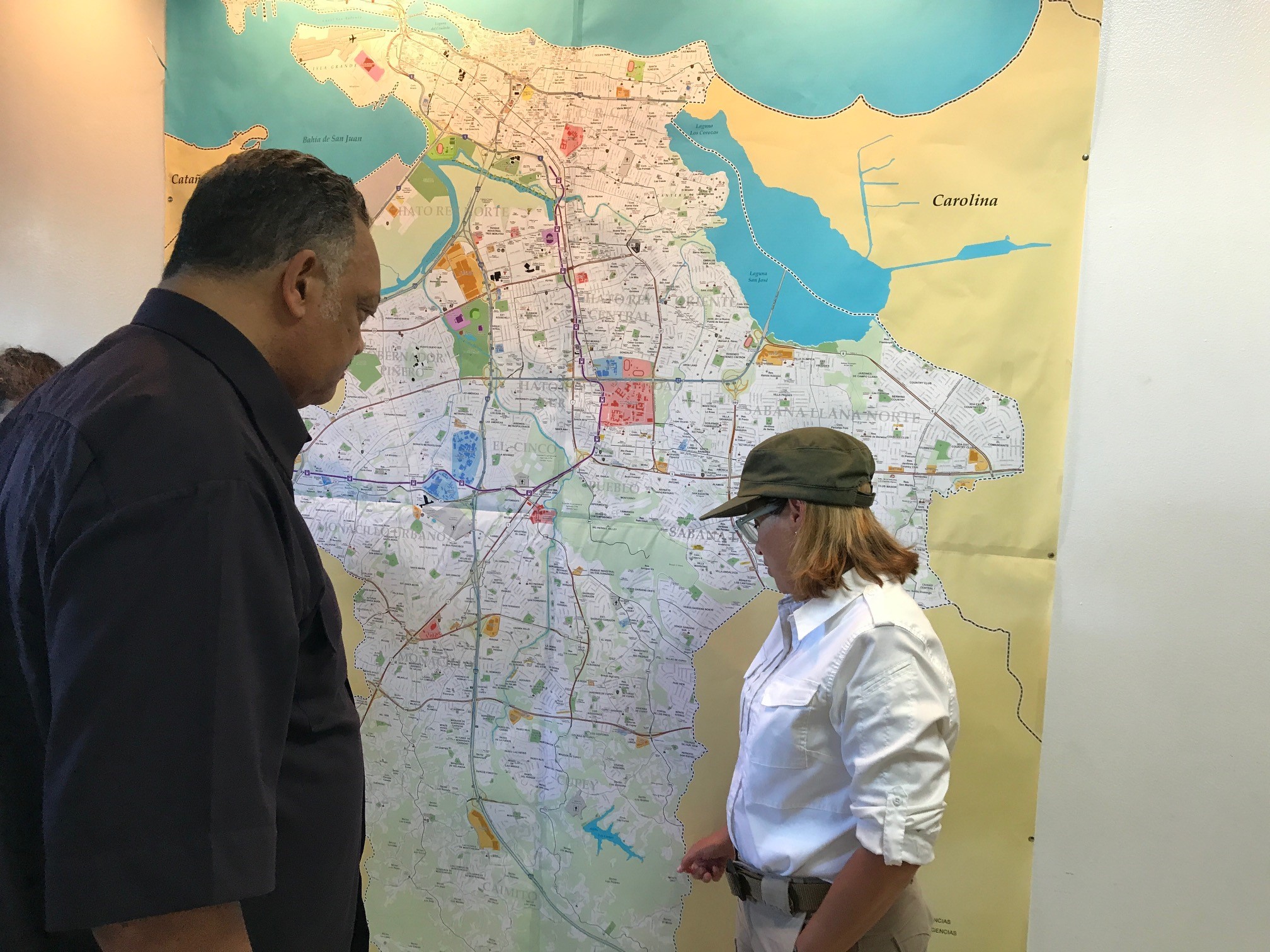 The Rev. Jesse L. Jackson Sr. tours Puerto Rico on Oct. 14, weeks after Hurricane Maria ravaged the island. (Courtesy of Chinta Strausberg)