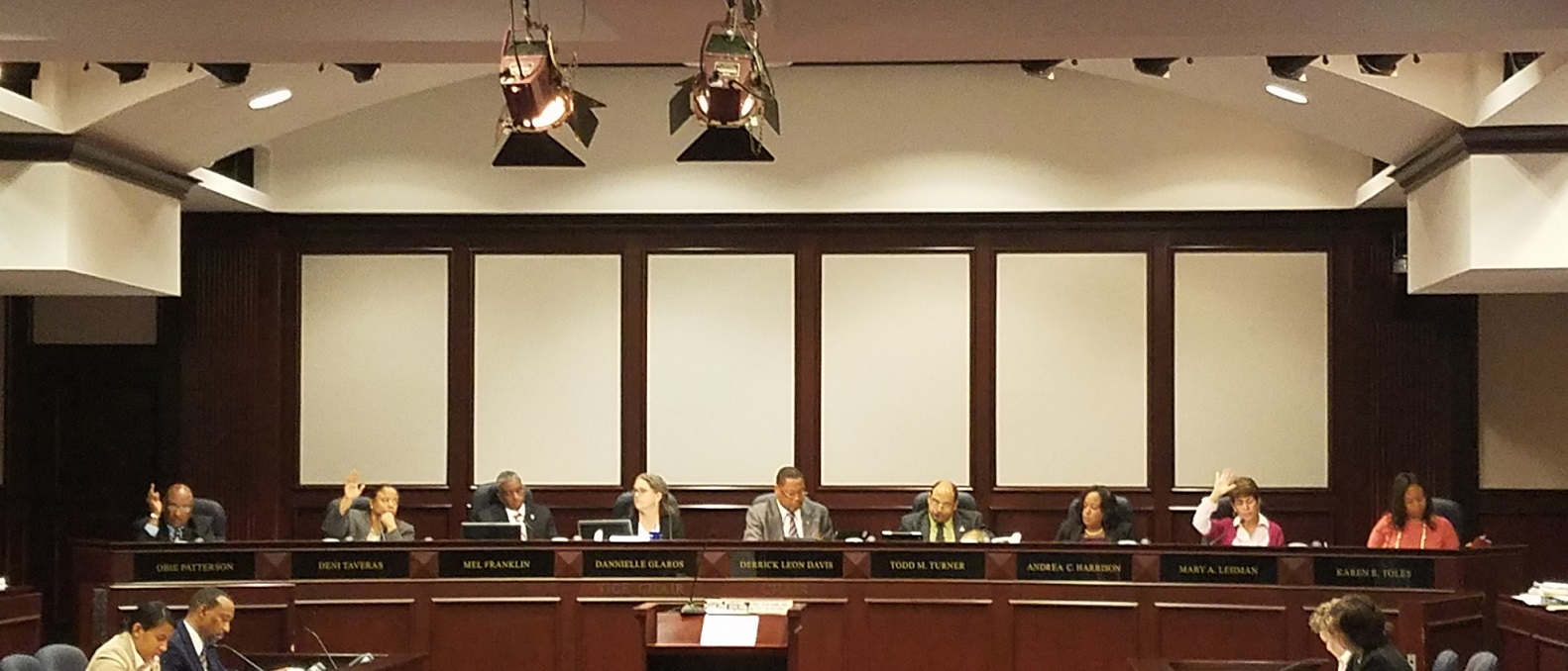 The Prince George's County Council discusses proposed legislation to offer those who work in the county and involved in domestic violence situations paid sick and safe leave during an Oct. 17 council meeting. (William J. Ford/The Washington Informer)