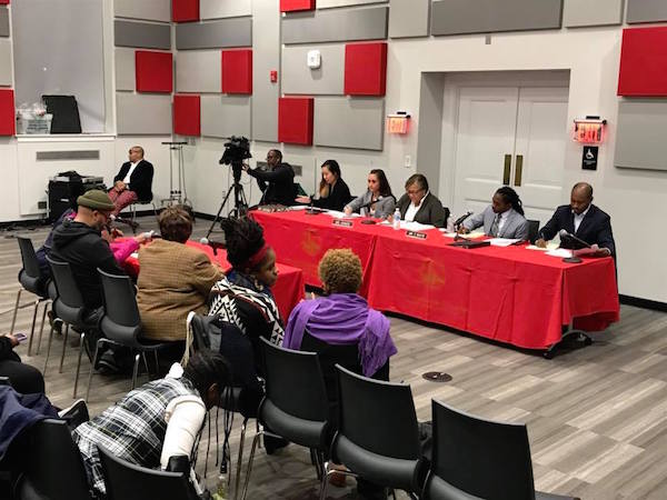 D.C. Council members Anita Bonds (At-Large) and Trayon White (Ward 8 ) host a roundtable on affordable housing at the R.I.S.E. Demonstration Center in Southeast on Nov. 7. (Courtesy of Anita Bonds via Facebook)