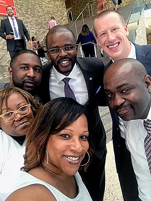 D.C. Schools Chancellor Antwan Wilson (center) recently congratulated DCPS administrators during Principal Appreciation Month. (Courtesy of DCPS)