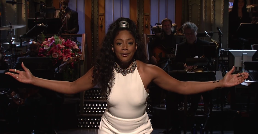 Tiffany Haddish made "Saturday Night Live" history by hosting the Nov. 11 episode, becoming the first black female standup comic to host the show in its 43 seasons.