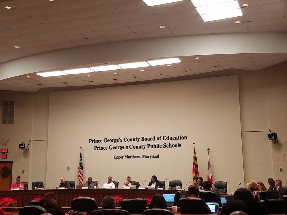Prince George's County Public School Board holds a special meeting in Upper Marlboro on Dec. 19 to review recommendations from a state audit on grade changes for high school seniors. (William J. Ford/The Washington Informer)