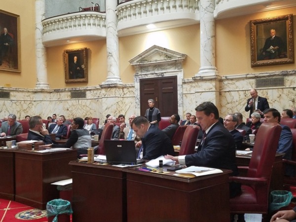 The Maryland Senate votes during a Jan. 12 session of the state's General Assembly to override Gov. Larry Hogan's veto of a paid sick-leave bill. (William J. Ford/The Washington Informer)