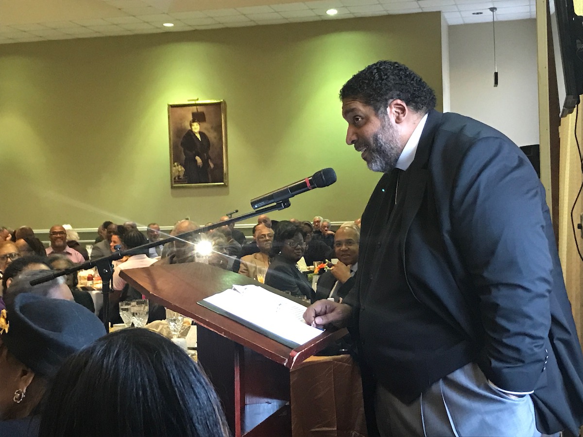 Rev. William Barber II speaks during the 27th annual Martin Luther King Memorial Prayer Breakfast at the Shiloh Baptist Church in D.C. on Jan. 20. (Hamil Harris/The Washington Informer)