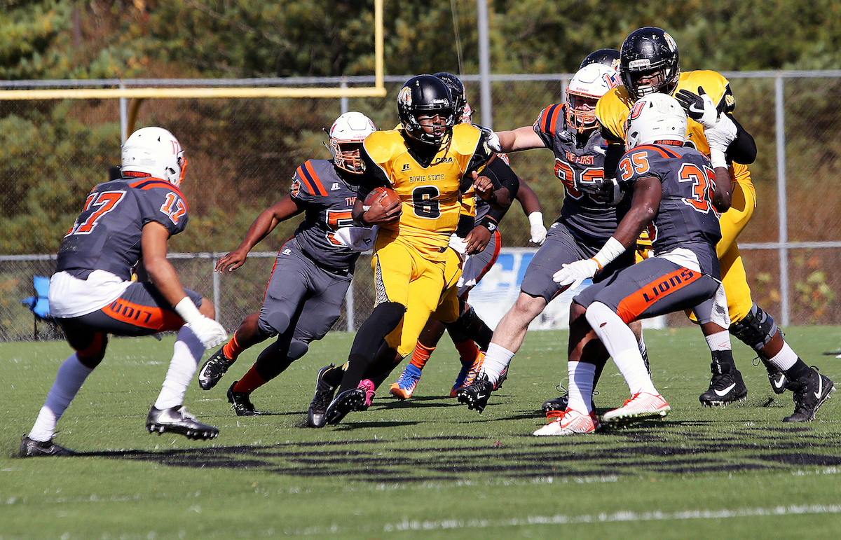 Bowie State University junior quarterback Amir Hall took home the Deacon Jones Award at the 2018 Black College Hall of Fame induction ceremony in Atlanta on Feb. 10. (Daniel Kucin Jr./The Washington Informer)