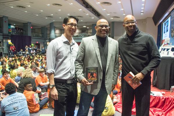 Authors Gene Luen Yang, Jesse Holland and Kwame Alexander served as the featured guests at the “Read Across America” event hosted at the headquarters of the National Education Association in Northwest on Thursday, March 1. (Shevry Lassiter/The Washington Informer)