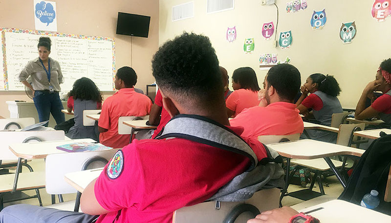 A teacher instructs students at Superior Vocational High School in Loíza, Puerto Rico. (Tatyana Hopkins/NNPA)
