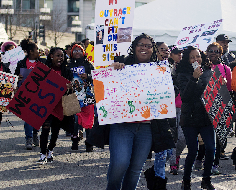 The March for Our Lives rally on March 24, 2018 drew thousands of protesters, many of them students, on Constitution Avenue in northwest D.C. (Shevry Lassiter/The Washington Informer)
