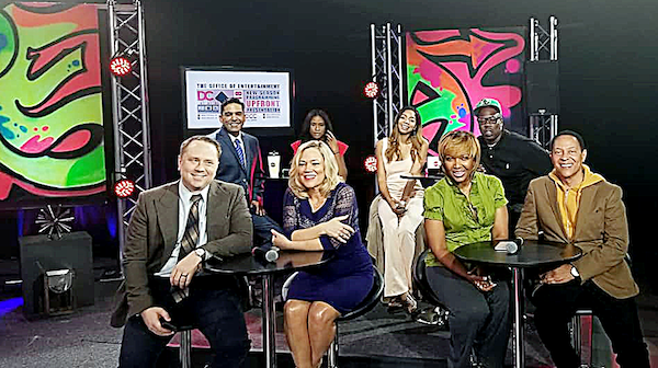 The hosts of television shows from OCTFME's summer lineup are introduced at a May 23 event. First row, from left: Matt Granato and Cicely Fernandez, co-hosts of "We Are Washington," Michel Wright and Ferman Patterson, co-hosts of "The 202." Second row, from left: Pedro Biaggi, host of "Cambios de Vida," Mahogany Lyles, host of "I Wish You Knew," Britt Waters, host of "The Sound," and Dion Dove, host of "Display." (Courtesy of OCTFME)