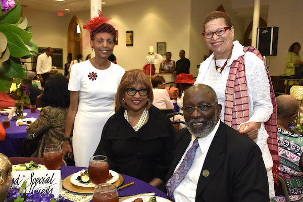 Dr. Elsie Scott, Bishop Vashti Murphy McKenzie, Stan McKenzie and Julianne Malveaux celebrate the 180th anniversary of Metropolitan AME Church in northwest D.C. on July 15. (Robert R. Roberts)