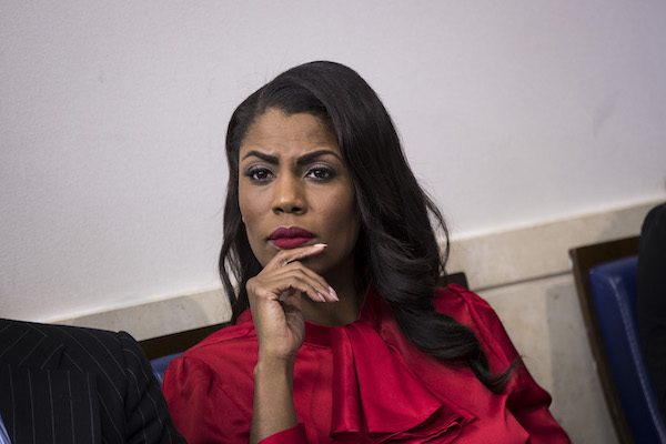 **FILE** Director of Communications for the White House Public Liaison Office Omarosa Manigault listens during the daily press briefing at the White House, October 27, 2017 in Washington, DC. (Drew Angerer/Getty Images)