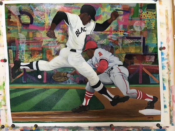 A piece from artist Larry Saxton's "America's Pastime" collection