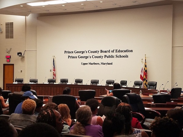 Prince George's County school board holds a meeting at the Sasscer Administration Building in Upper Marlboro on June 28. (William J. Ford/The Washington Informer)