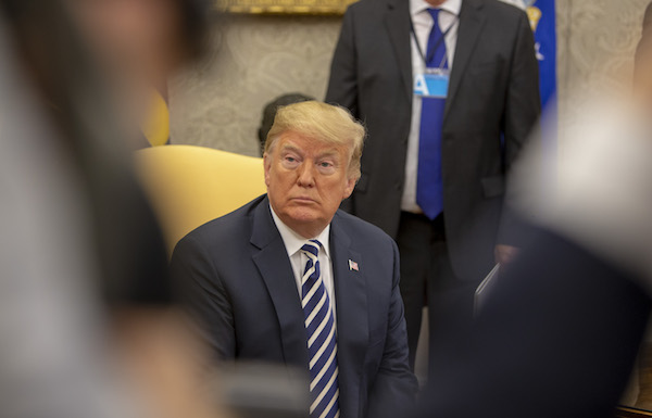 U.S. President Donald Trump speaks with the media while meeting with the President of Poland Andrzej Duda at the oval office in the White House on September 18, 2018 in Washington, DC. Duda is on his first trip to the White House. (Photo by Tasos Katopodis-Pool via Getty Images)