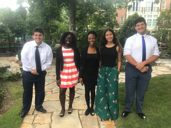 Scholars from Roosevelt Senior High School in Northwest attend the Pan-Africa Youth Leadership Program closing reception at the Meridian International Center in D.C. in August. (Courtesy of DCPS)