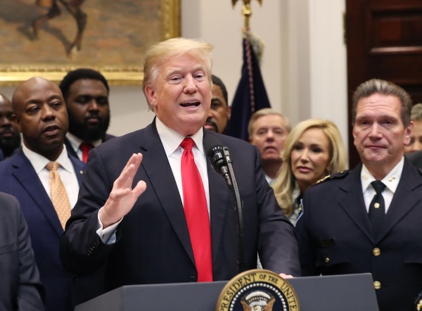 President Donald Trump makes an announcement regarding the First Step Act prison reform bill in the Roosevelt Room at the White House on Nov. 14, 2018. (Photo by Mark Wilson/Getty Images)