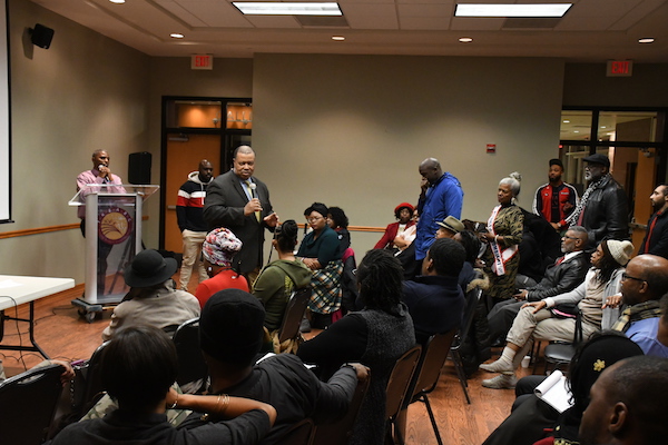 Residents of Ward 8 make their voices heard during a State of Southeast town hall meeting sponsored by the National Black United Fund at THEARC on Nov. 26. (Roy Lewis/The Washington Informer)