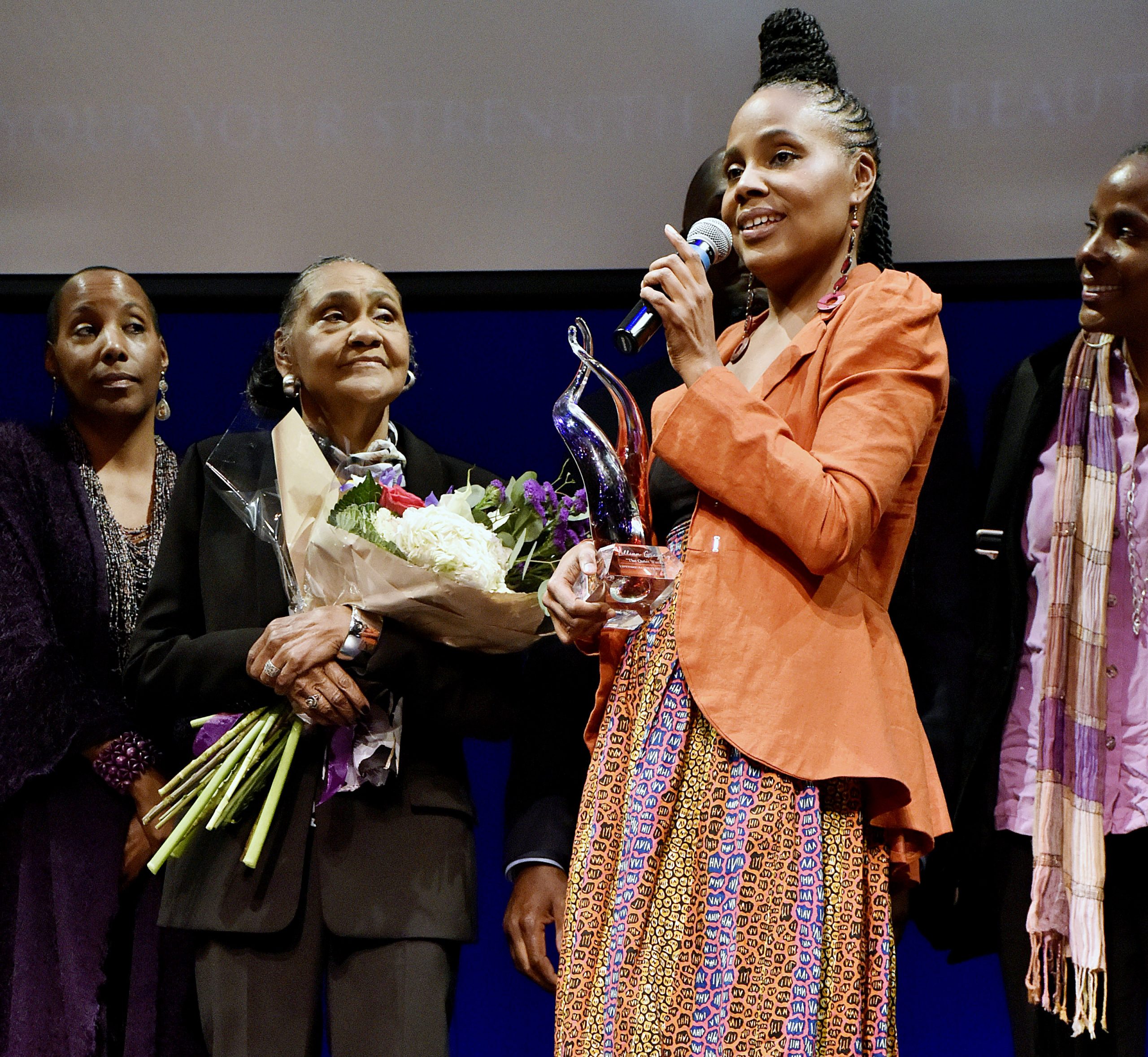 An evening celebrating 81 years of life for Lillian Estelle Smith Gregory, the wife of the late great Dick Gregory was held Nov. 26, at the Montgomery College Cultural Arts Center in Silver Spring, Md. Gregory received a lifetime achievement award as "The Quiet Warrior" presented by her daughter Ayanna Gregory. (Rob Roberts/The Washington Informer)